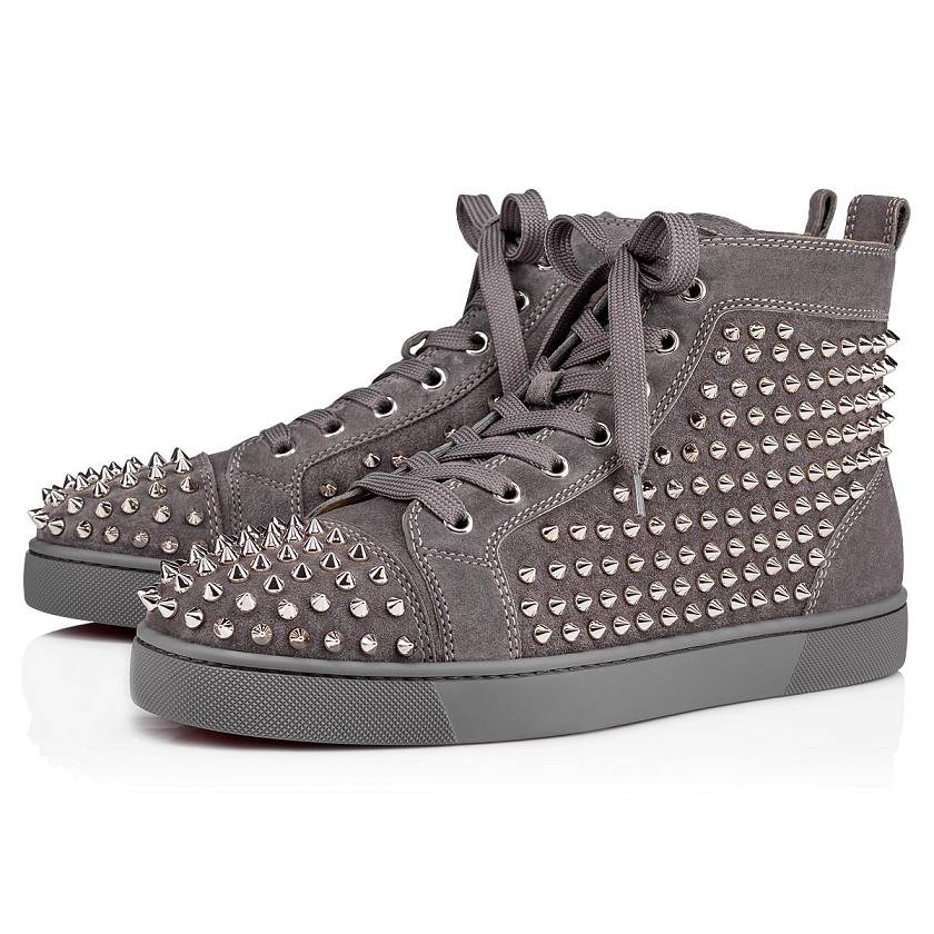 Men's Christian Louboutin Louis Suede High Top Sneakers - Shadow/Sv [1098-356]